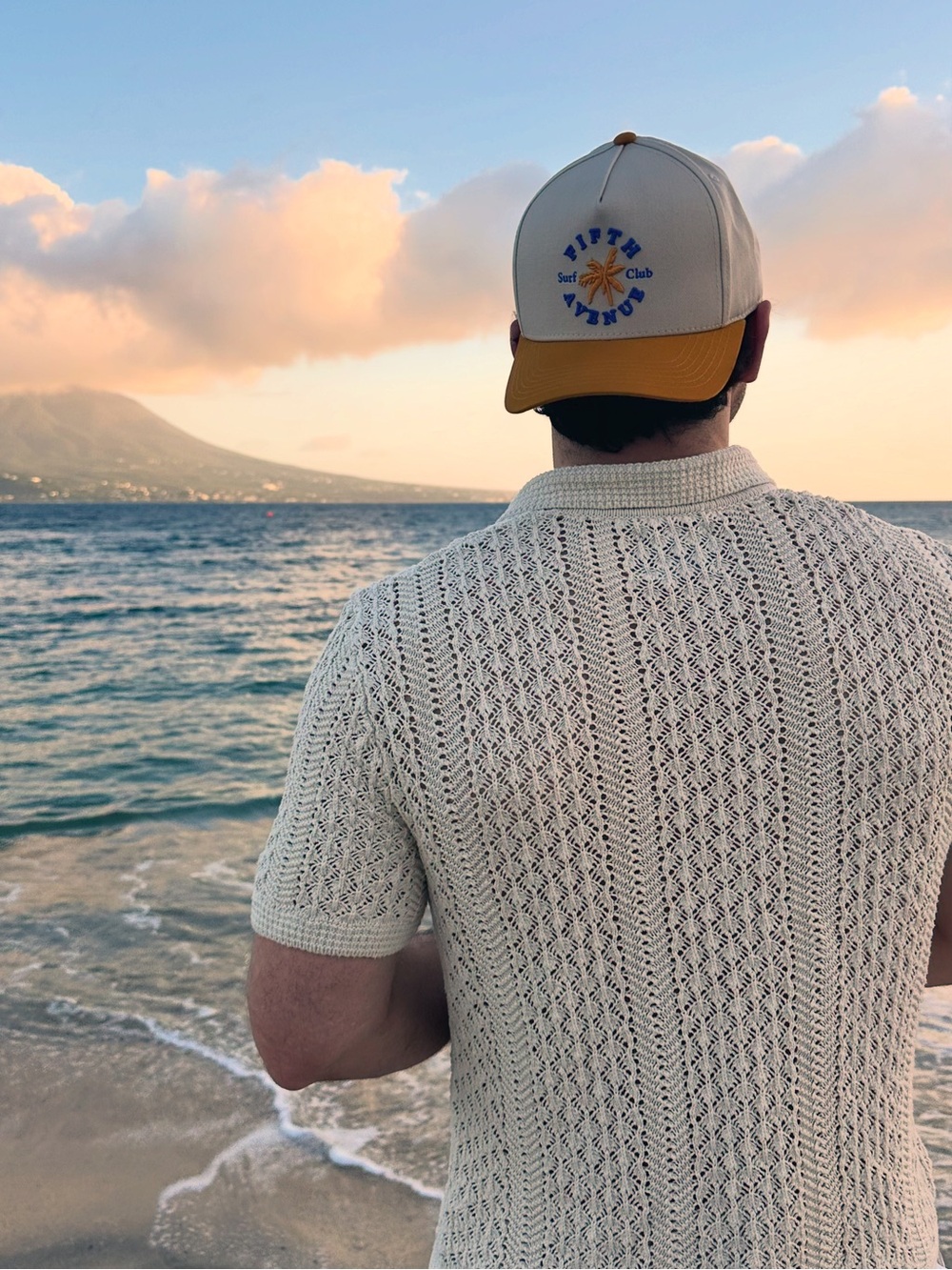 Fifth Ave. Surf Club | Two-Tone Embroidered Surf Club Cap - Cream and Mustard - Picture 4 of 5